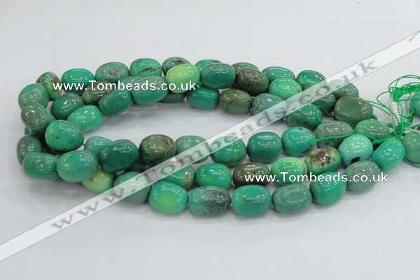 CAB04 15.5 inches 12*20mm nugget green grass agate gemstone beads