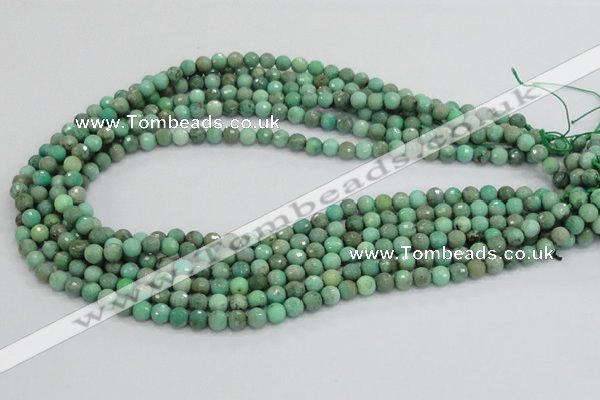 CAB06 15.5 inches 6mm faceted round green grass agate gemstone beads