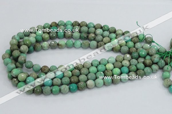 CAB08 15.5 inches 10mm faceted round green grass agate gemstone beads