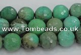 CAB09 15.5 inches 12mm faceted round green grass agate gemstone beads