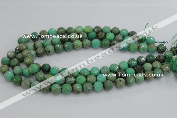 CAB09 15.5 inches 12mm faceted round green grass agate gemstone beads