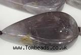 CAB1002 15.5 inches 18*30mm - 20*35mm flat teardrop purple agate beads