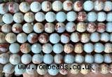 CAB1022 15 inches 8mm faceted round blue agalmatolite beads