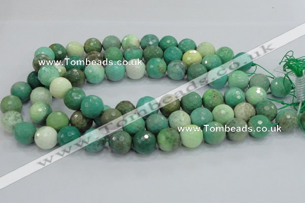 CAB11 15.5 inches 16mm faceted round green grass agate gemstone beads