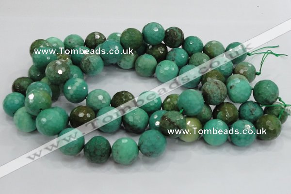 CAB12 15.5 inches 18mm faceted round green grass agate gemstone beads