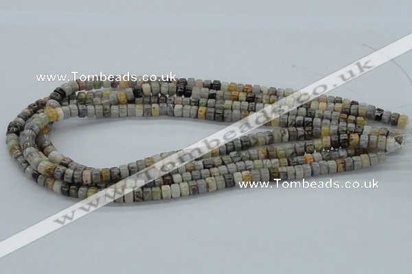 CAB138 15.5 inches 4*6mm roundel bamboo leaf agate beads