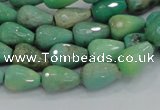 CAB14 15.5 inches 8*12mm faceted teardrop green grass agate beads