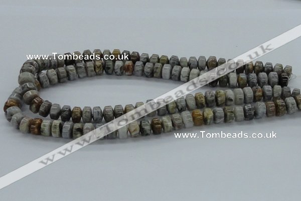 CAB140 15.5 inches 7*10mm roundel bamboo leaf agate beads