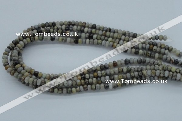 CAB141 15.5 inches 4*6mm rondelle bamboo leaf agate beads