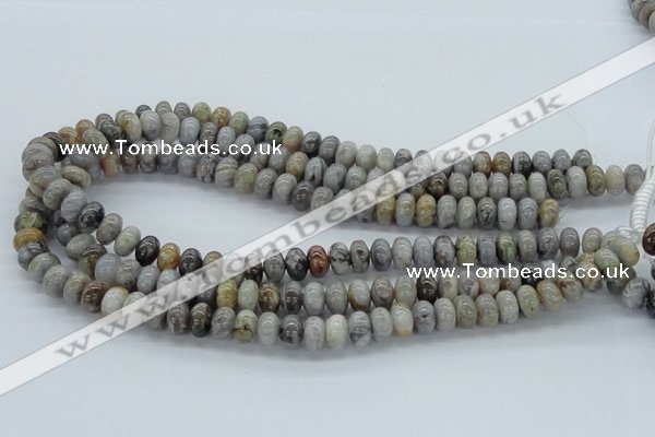 CAB142 15.5 inches 6*10mm rondelle bamboo leaf agate beads