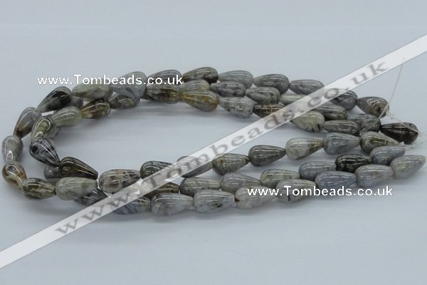 CAB144 15.5 inches 10*18mm teardrop bamboo leaf agate beads