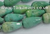 CAB16 15.5 inches 10*20mm faceted teardrop green grass agate beads