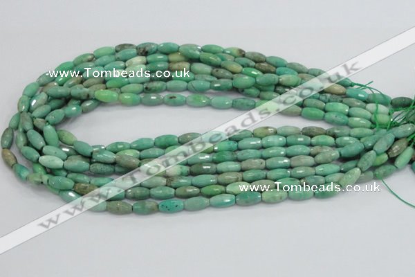 CAB18 15.5 inches 6*12mm faceted rice green grass agate beads