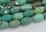 CAB19 15.5 inches 8*12mm faceted rice green grass agate beads