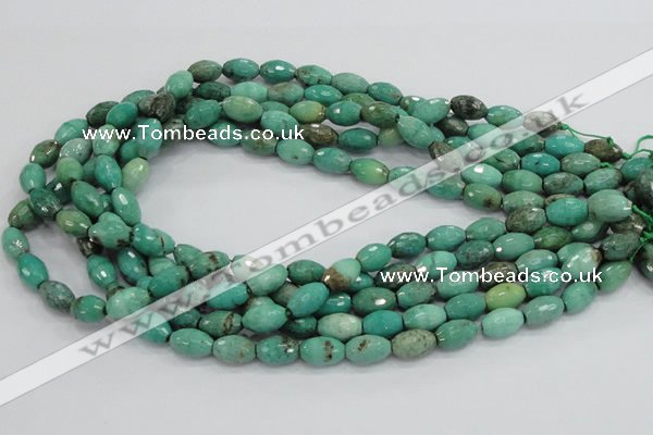 CAB19 15.5 inches 8*12mm faceted rice green grass agate beads