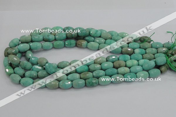 CAB20 15.5 inches 10*15mm faceted rice green grass agate beads