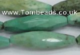 CAB22 15.5 inches 11*40mm faceted rice green grass agate beads