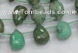 CAB24 15.5 inches 10*14mm faceted teardrop green grass agate beads