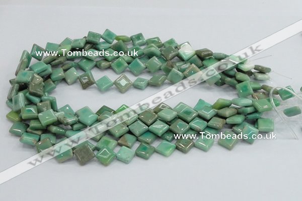 CAB27 15.5 inches 10*10mm diamond green grass agate gemstone beads