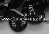 CAB315 15.5 inches 18*25mm flat teardrop black agate gemstone beads