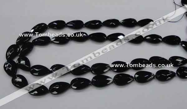 CAB316 15.5 inches 12*20mm faceted teardrop black agate gemstone beads