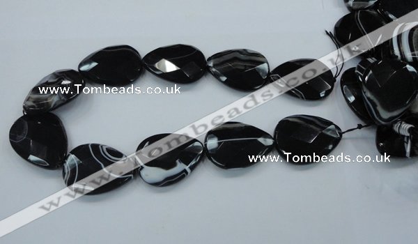 CAB317 15.5 inches 30*40mm faceted teardrop black agate gemstone beads