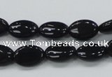 CAB318 15.5 inches 8*12mm oval black agate gemstone beads wholesale