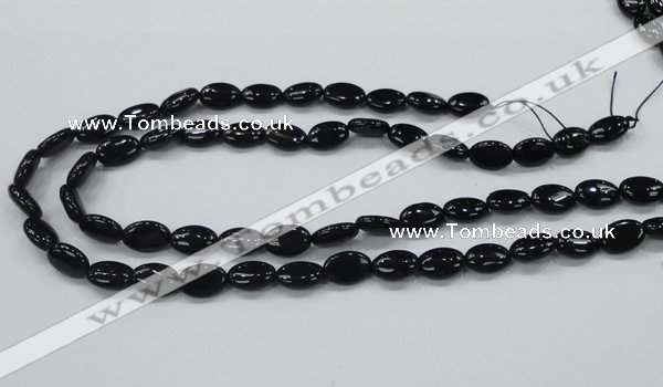 CAB318 15.5 inches 8*12mm oval black agate gemstone beads wholesale