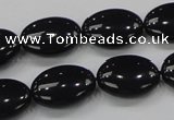 CAB319 15.5 inches 13*18mm oval black agate gemstone beads wholesale