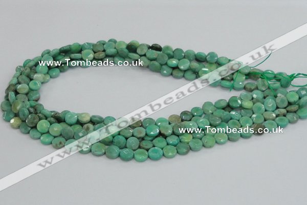 CAB32 15.5 inches 8mm faceted coin green grass agate gemstone beads