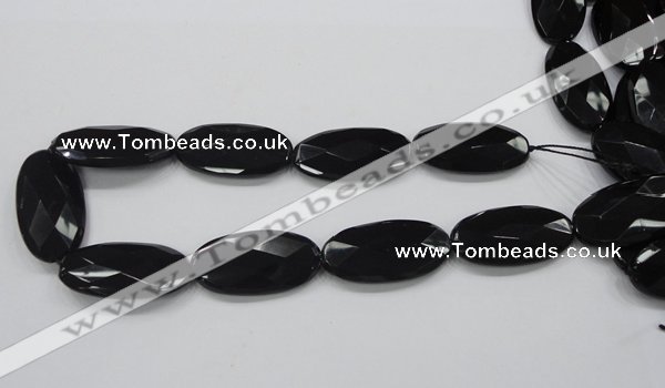 CAB321 15.5 inches 20*40mm faceted oval black agate gemstone beads