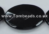 CAB323 15.5 inches 35*50mm faceted oval black agate gemstone beads