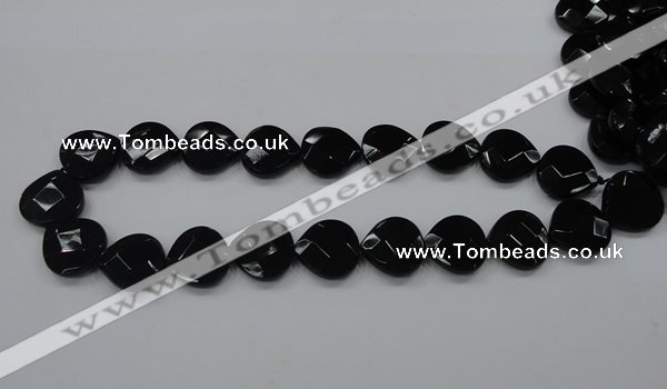 CAB324 15.5 inches 20*20mm faceted heart black agate gemstone beads