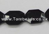 CAB325 15.5 inches 18*24mm faceted octagonal black agate gemstone beads