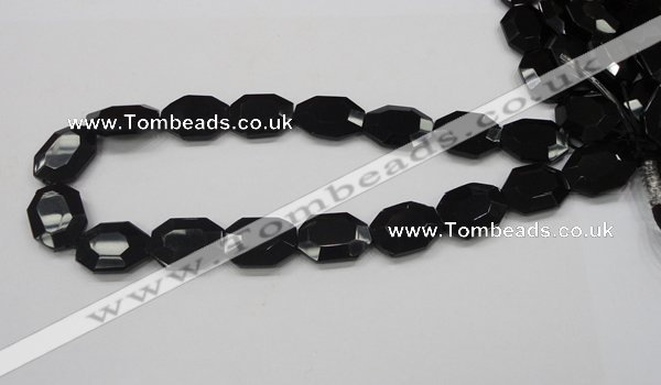 CAB325 15.5 inches 18*24mm faceted octagonal black agate gemstone beads