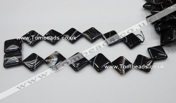 CAB327 15.5 inches 20*20mm diamond black agate gemstone beads