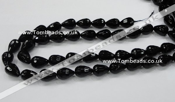 CAB331 15.5 inches 13*17mm faceted teardrop black agate gemstone beads