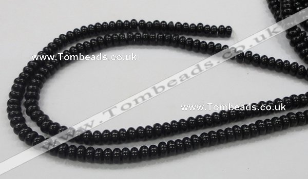 CAB339 15.5 inches 4*8mm rondelle black agate gemstone beads