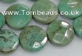 CAB34 15.5 inches 18mm faceted coin green grass agate gemstone beads