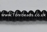 CAB340 15.5 inches 8*14mm hexagon rondelle black agate gemstone beads