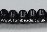 CAB341 15.5 inches 12*18mm hexagon rondelle black agate gemstone beads