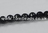 CAB343 15.5 inches 8mm faceted round black agate gemstone beads