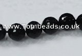 CAB344 15.5 inches 10mm faceted round black agate gemstone beads