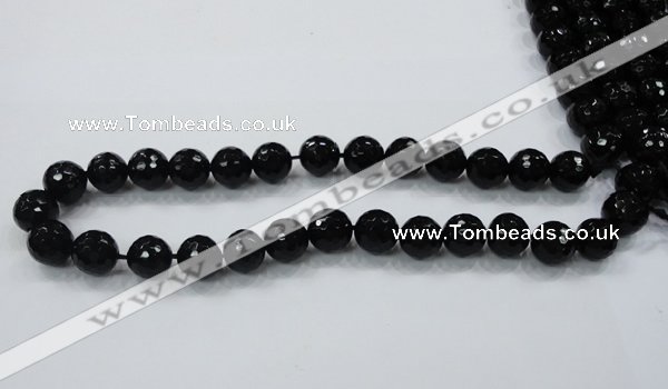 CAB344 15.5 inches 10mm faceted round black agate gemstone beads