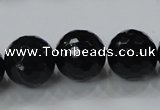 CAB346 15.5 inches 18mm faceted round black agate gemstone beads