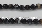 CAB347 15.5 inches 8mm faceted round black agate gemstone beads