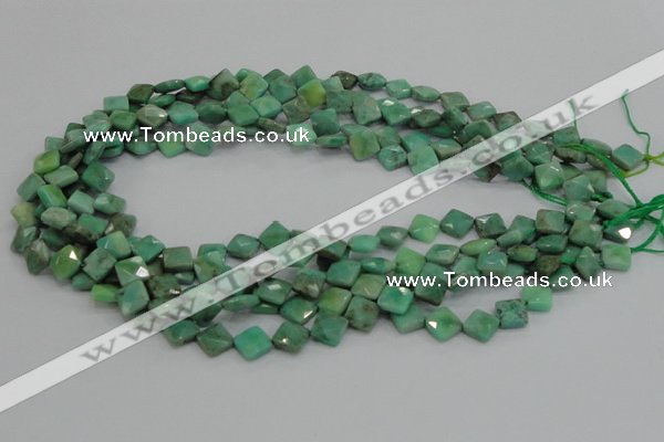 CAB35 15.5 inches 8*8mm faceted diamond green grass agate beads