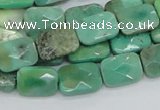 CAB36 15.5 inches 10*14mm faceted rectangle green grass agate beads