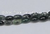 CAB387 15.5 inches 5*8mm rice moss agate gemstone beads wholesale