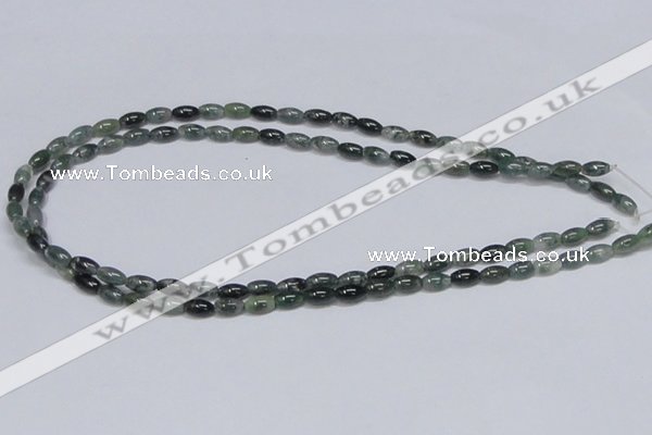 CAB387 15.5 inches 5*8mm rice moss agate gemstone beads wholesale